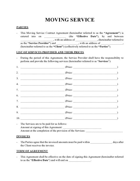 9 Moving Contract Examples Pdf Doc Examples