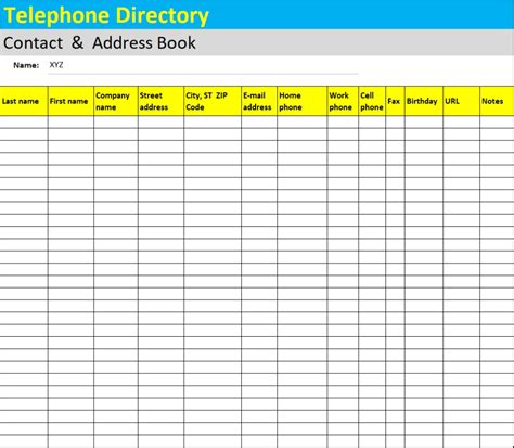 9 Phone Book Template Excel Excel Templates
