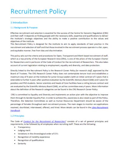 9 Recruitment Policy Examples Pdf Examples