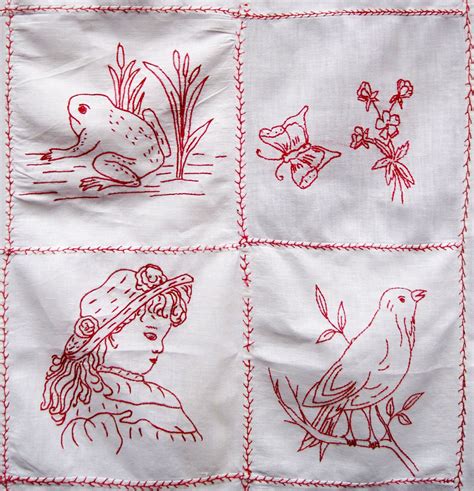 9 Redwork Hand Embroidery Patterns
