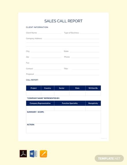 9 Sales Call Report Examples Pdf Word Apple Pages Google Docs Examples
