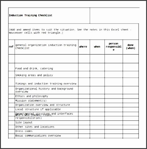 9 Training Checklist Template Excel Free SampleTemplatess