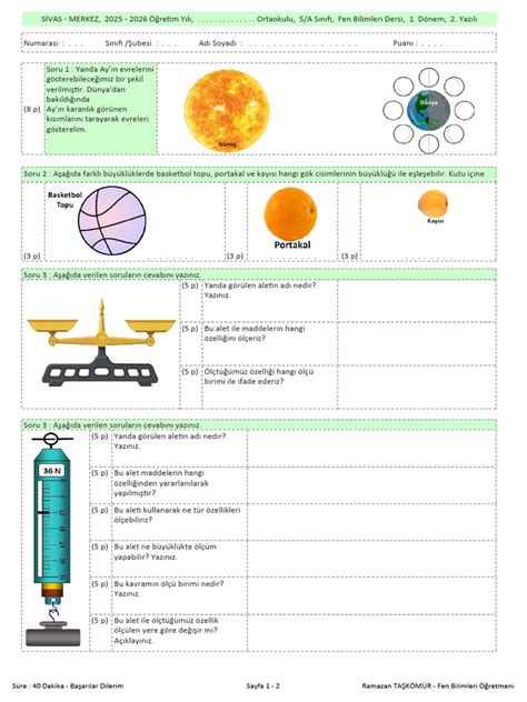 9 Sınıf 1 Dönem 2 Yazılı Matematik