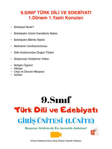 9 Sınıf Edebiyat