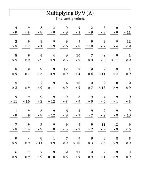 9 Times Tables Multiplication Worksheet Math Worksheet Twinkl Multiplication Worksheet 9 Times Tables - Multiplication Worksheet 9 Times Tables