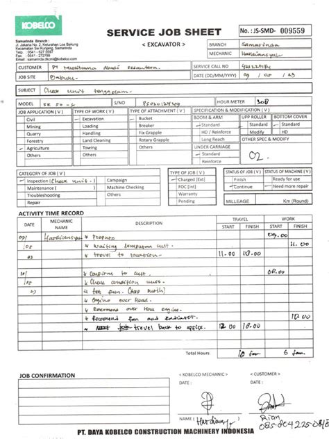 9. Service Job Sheet PDF