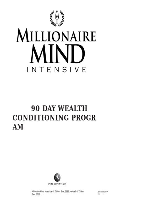 90 Day Wealth Conditioning Progr Am Millionaire Mind Intensive T Harv Eker 1993 Revised T Harv Eker 2011