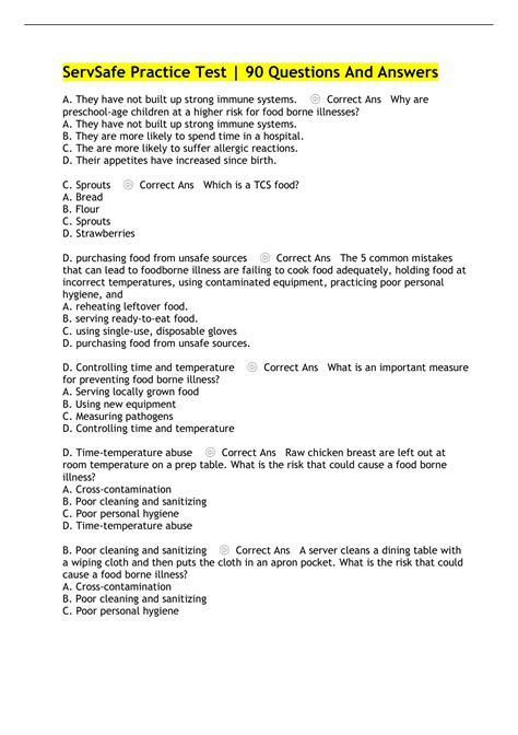 90 question servsafe practice test