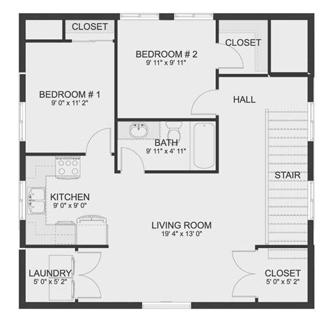 900 sq foot floor plans. This small and simple floor plan has a large shop (800+ Sq Ft) and 921 square feet of living space. The barndominium shop has a full bathroom, its own entry door and a full-size garage door. Rugged and simple. The barndominium can be built anywhere in the USA; some small structural changes will be made for high snow areas. 