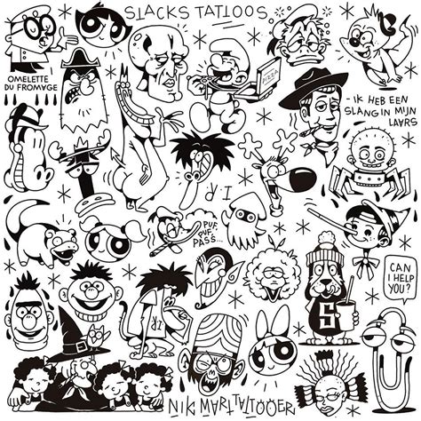 90S Tattoo Flash Printable Computer Tools