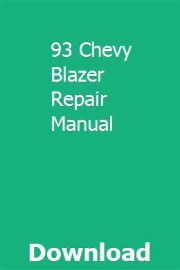 Read 93 Chevy Blazer Repair Manual 