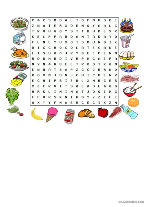 95 Food Wordsearch English Esl Worksheets Pdf Amp Easy Food Word Search - Easy Food Word Search