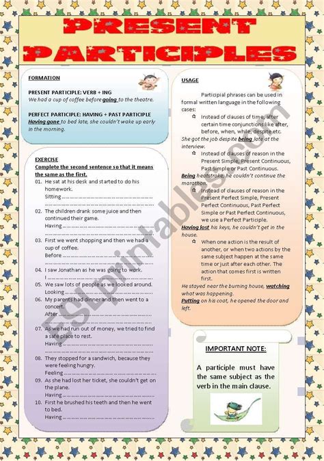 95 Present Participle English Esl Worksheets Pdf Amp Participle Practice Worksheet - Participle Practice Worksheet