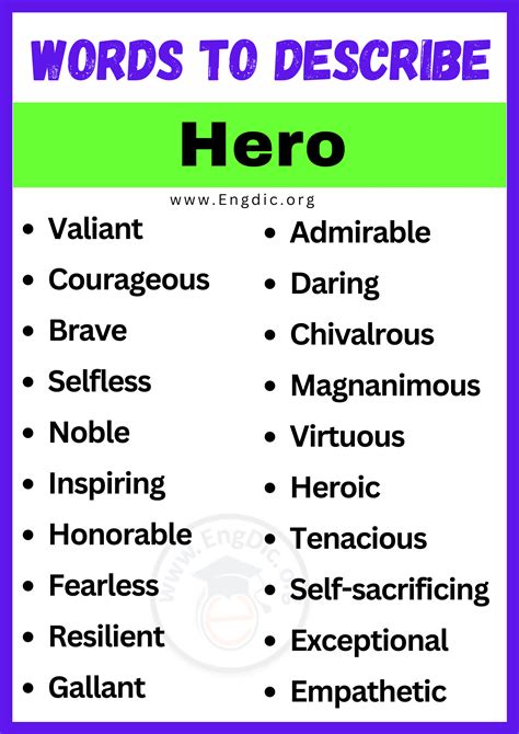95 Words To Describe A Hero With Definitions Adjectives Of A Hero - Adjectives Of A Hero