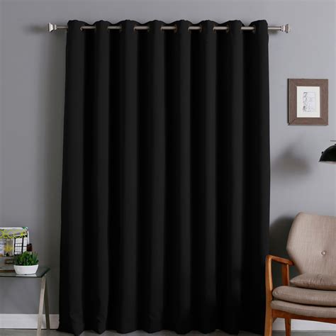 96 Inch Black Curtains for Living Room Set 2 Panels Rod Pocket Privac