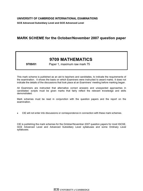 9709 W07 Ms 6 Studyguide