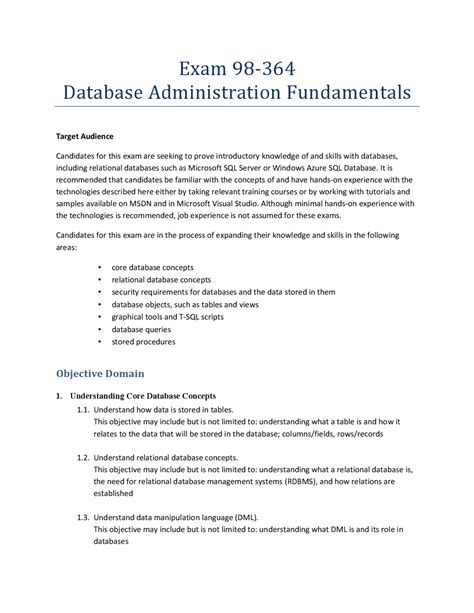 Read Online 98 364 Database Administration Fundamentals Guide 