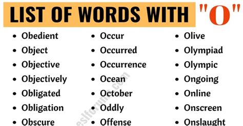 980+ Words that Start With O Popular O Words ESL Forums