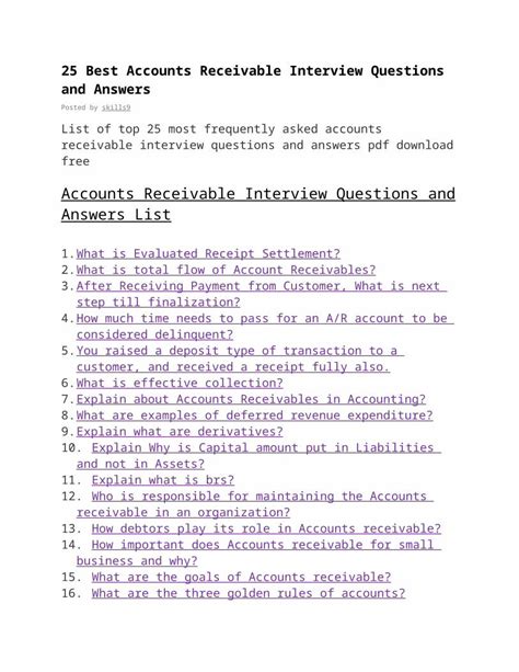 99 accounts receivable interview questions and answers
