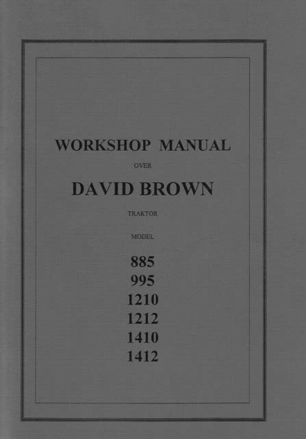 995 David Brown Workshop Manual