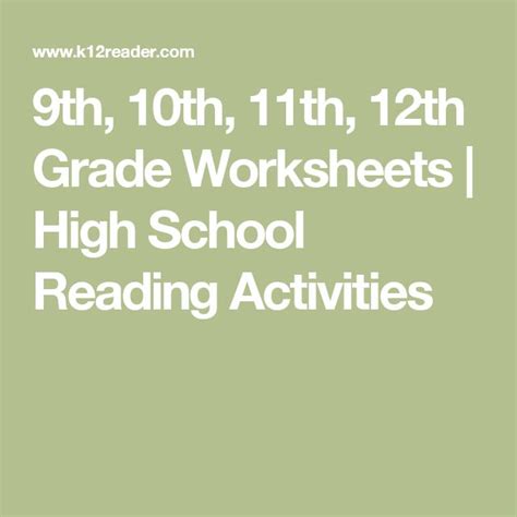 9th 10th 11th 12th Grade Worksheets High School 9th Grade Worksheet  - 9th Grade Worksheet*