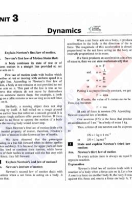 9th Physics Chapter 3 "Dynamics" PDF Notes