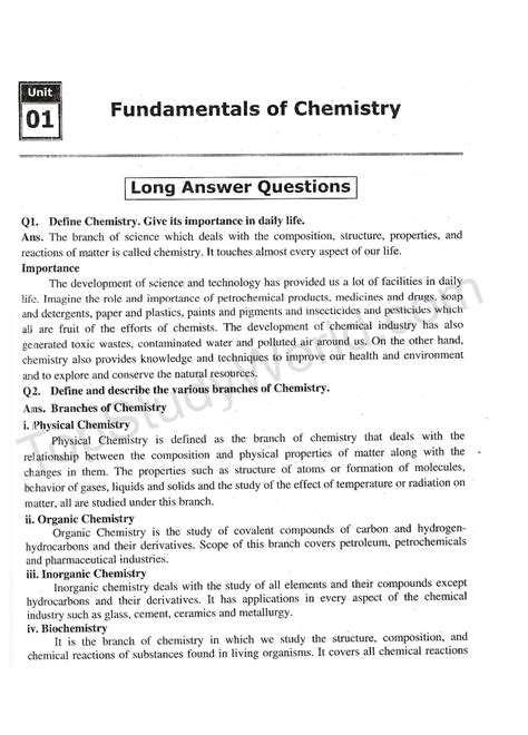 9th class chemistry notes unit 1 fundamentals of