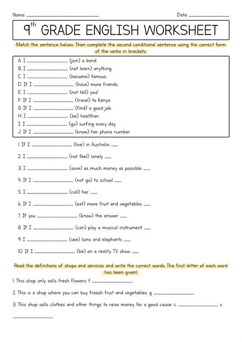 9th Grade English Worksheets 9th Grade English Printable Worksheet - 9th Grade English Printable Worksheet