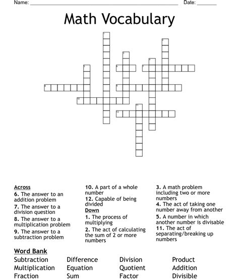 9th Grade Math Vocabulary Crossword Puzzle Lower Limits In Math Crossword - Lower Limits In Math Crossword