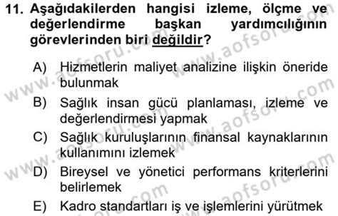 AÖF Sağlık Kurumları Yönetimi 1 Dersi 7. Ünite Özet AÖF Soru.