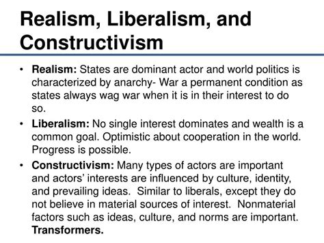 A - Realism, Liberalism, Konstruktivism - Quizlet