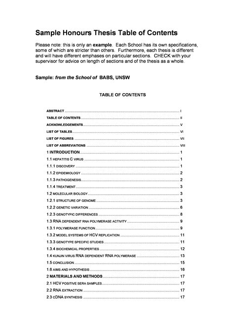 A 01 Table of Contents
