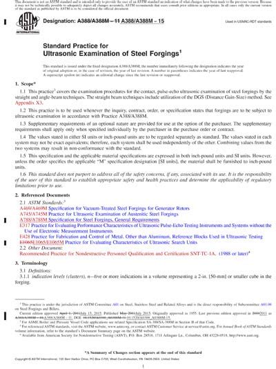 A 0388 Ultrasonic Examination of Heavy Steel Forgings pdf