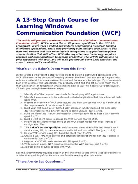 A 13 Step Crash Course for Learning WCF