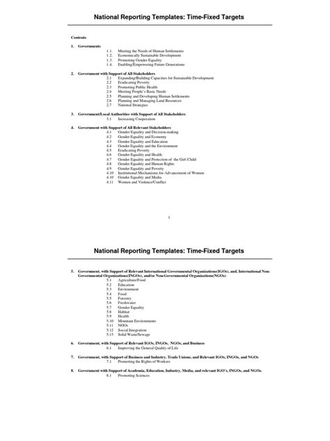 A 21 National Reporting Targets