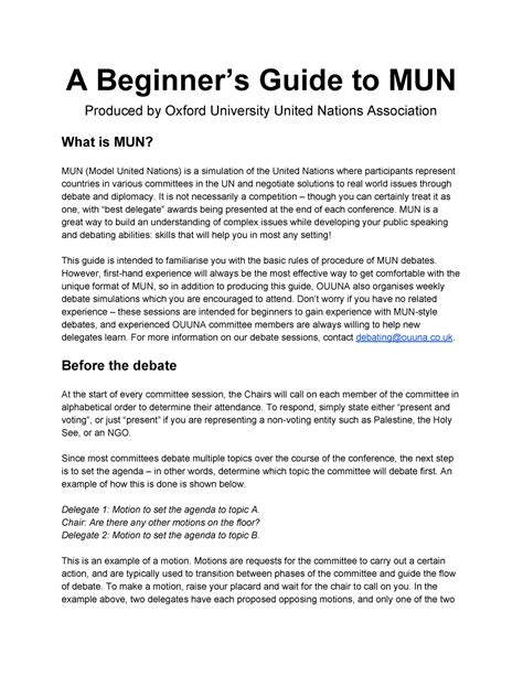 A Beginner s Guide to MUN