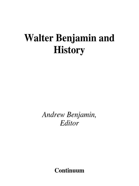 A Benjamin Walter Benjamin and History pdf