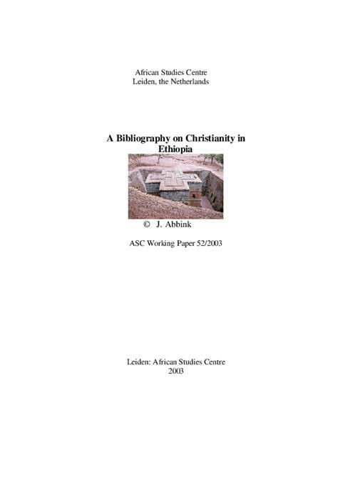 A Bibliography on Christianity in Ethiopia