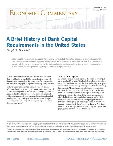 A Brief History of Bank Capital Requirements in the United …