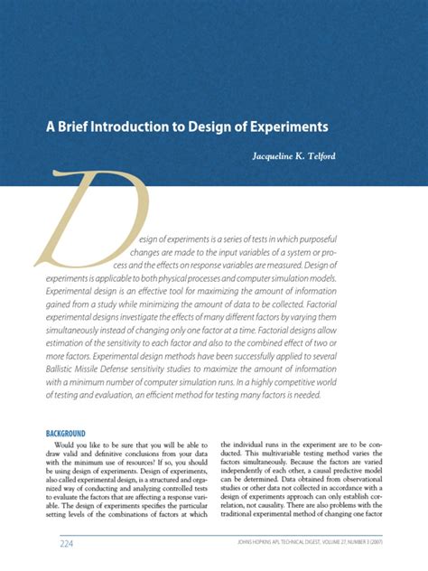 A Brief Introduction to Design of Experiments pdf