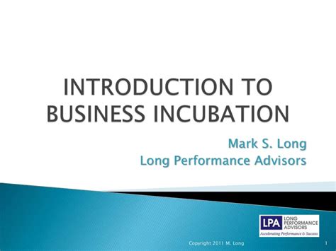 A Brief Introduction to business incubation