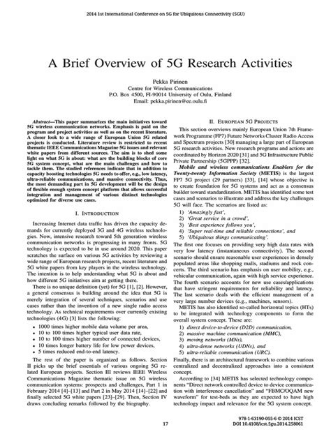 A Brief Overview of 5g Research Activities 2014