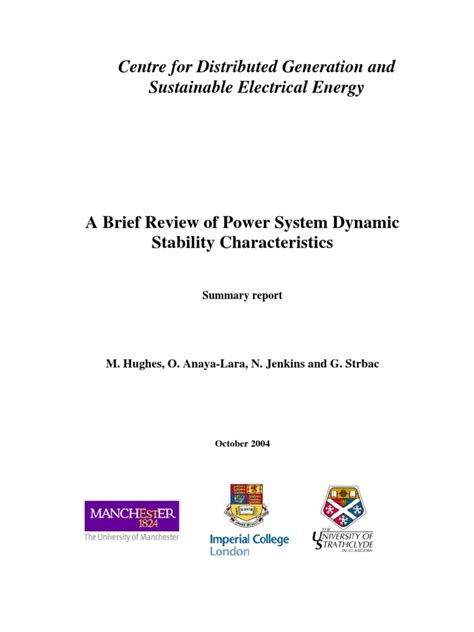 A Brief Review of Power System Dynamic Stability Characteristics