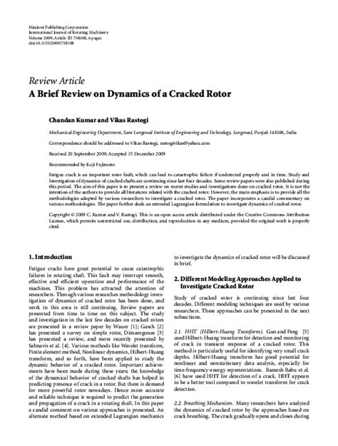 A Brief Review on Dynamics of a Cracked Rotor pdf