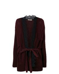 A Byer Burgundy Purple Black Lace Cardigan Sweater …