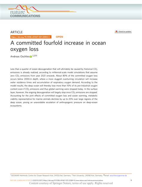 A committed fourfold increase in ocean oxygen loss - Nature - raincitystudios.com