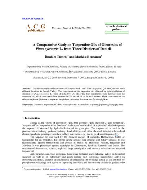 A Comparative Study on Turpentine Oils of Oleoresins of Pinus ... - raincitystudios.com