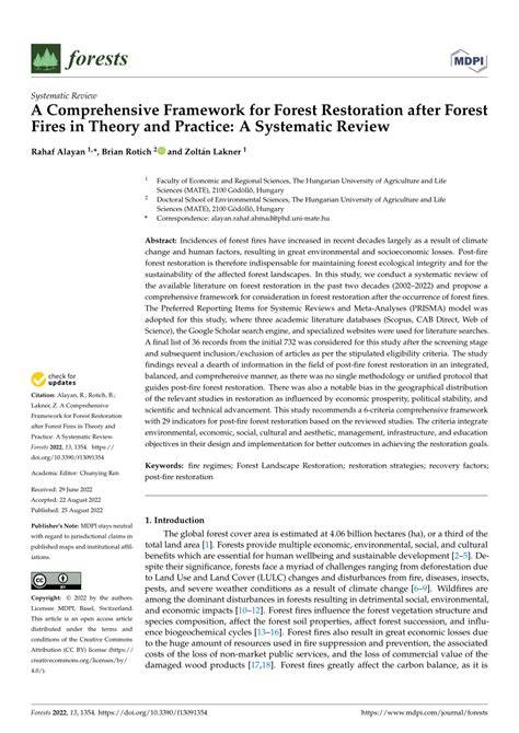 A Comprehensive Framework for Forest Restoration … - raincitystudios.com