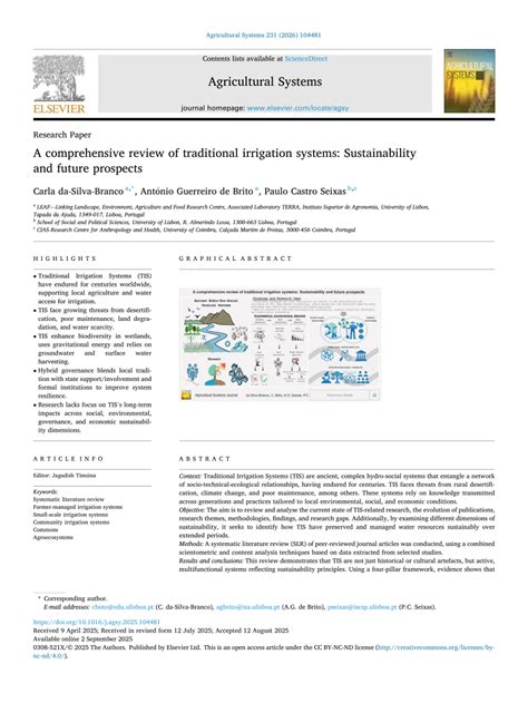 A comprehensive review of traditional irrigation systems ... - wintechmobiles.com