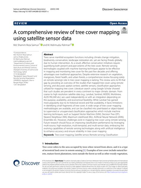 A comprehensive review of tree cover mapping using satellite - raincitystudios.com